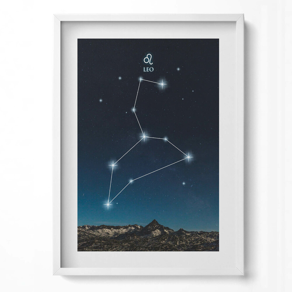 Obraz v rámu dekorativní Zodiac souhvězdí Lva