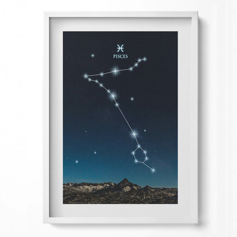 Obraz v rámu dekorativní Souhvězdí zvěrokruhu Ryby