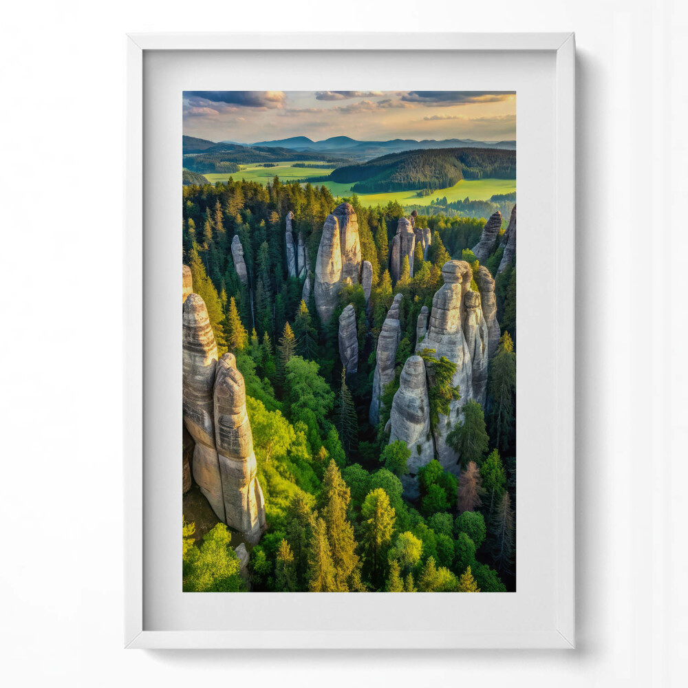 Obraz v rámu dekorativní Pohled z ptačí perspektivy na zvláštní hory a lesy