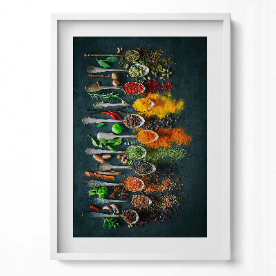 Obraz v rámu dekorativní Lžíce s barevným kořením