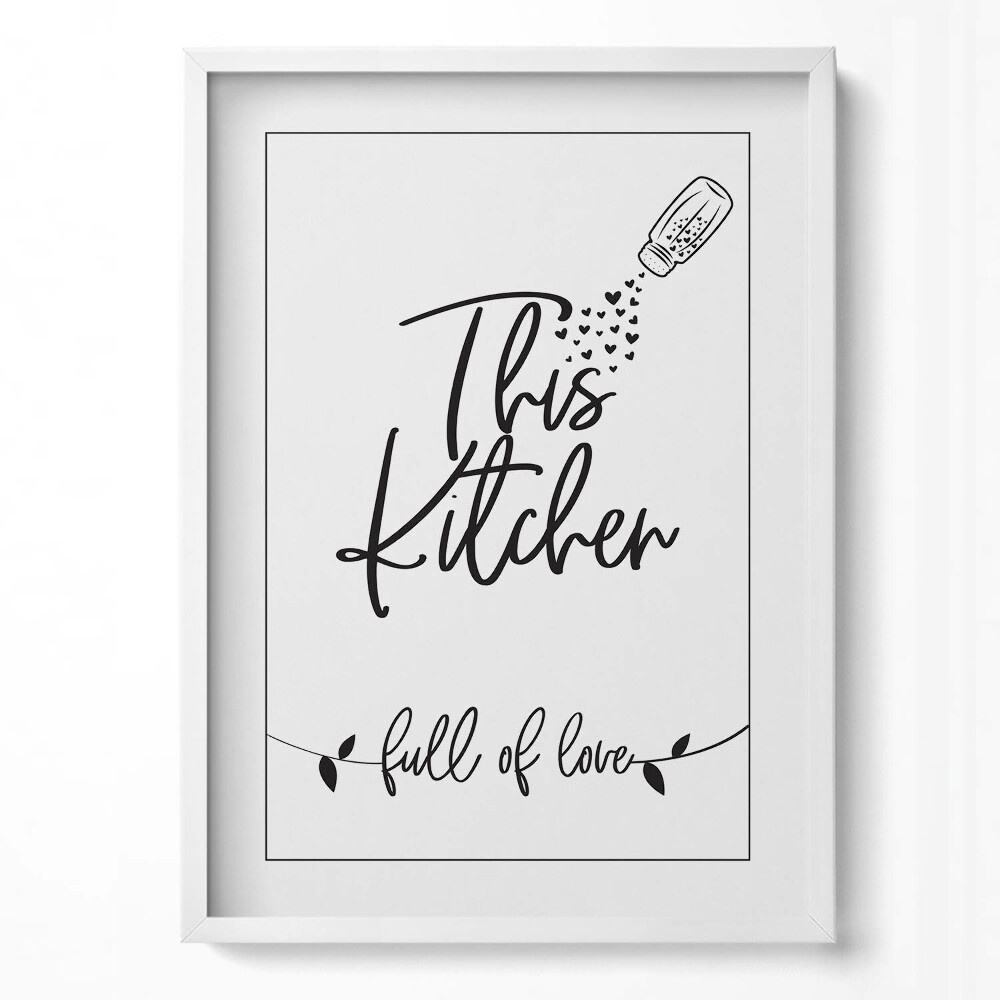 Obraz v rámu dekorativní Nápis do kuchyně a jídelny "plný lásky"