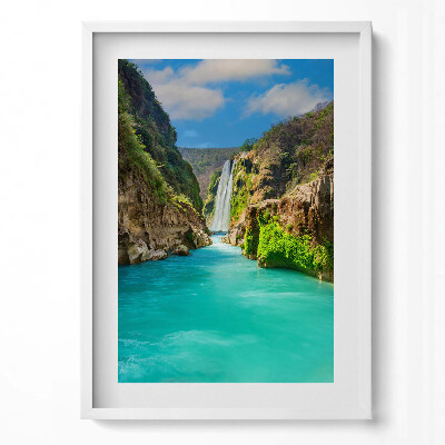 Obraz v rámu dekorativní Tropický vodopád a řeka