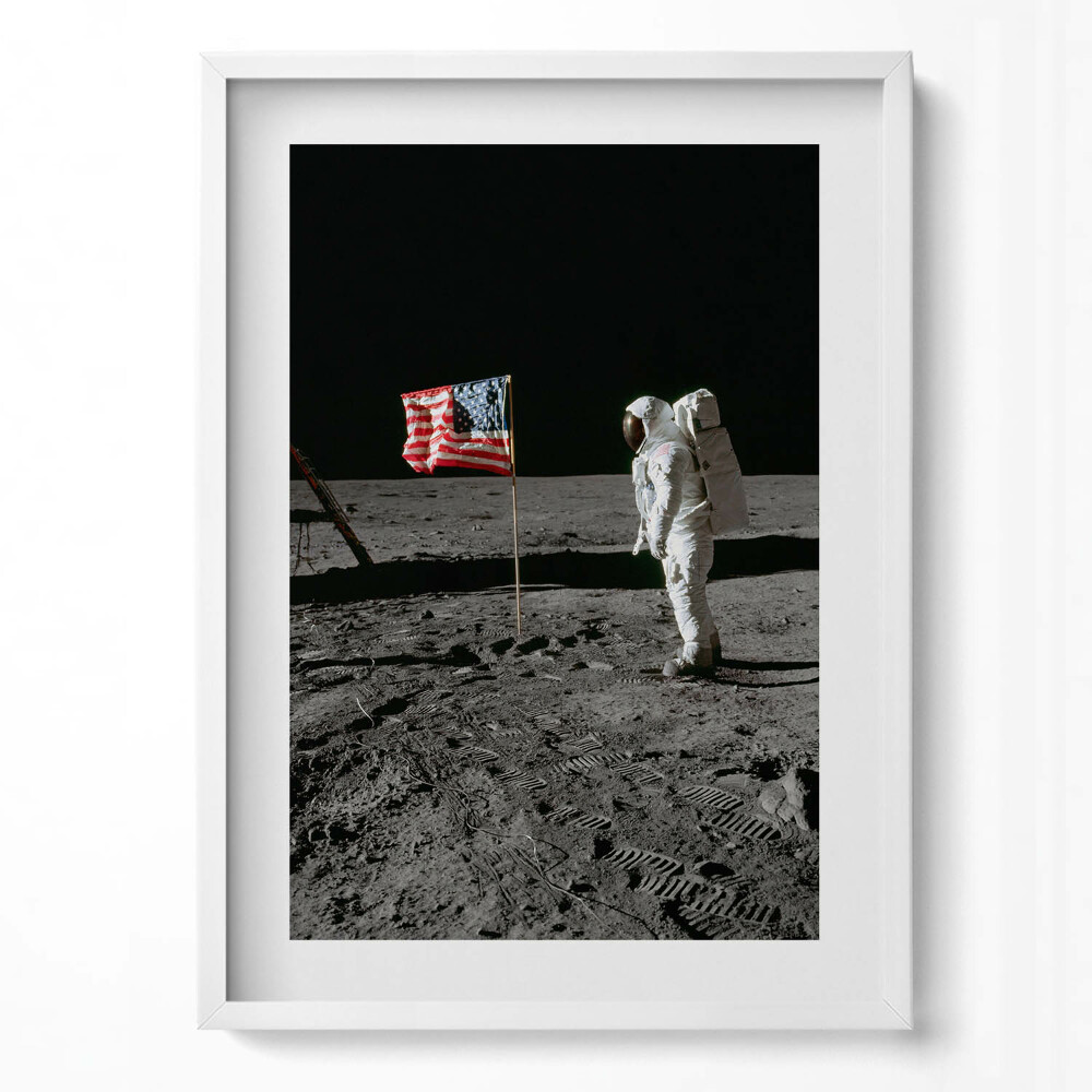 Obraz v rámu dekorativní Přistání na Měsíci - foto NASA