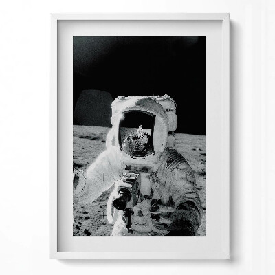 Obraz v rámu dekorativní Astronaut na Měsíci - foto NASA