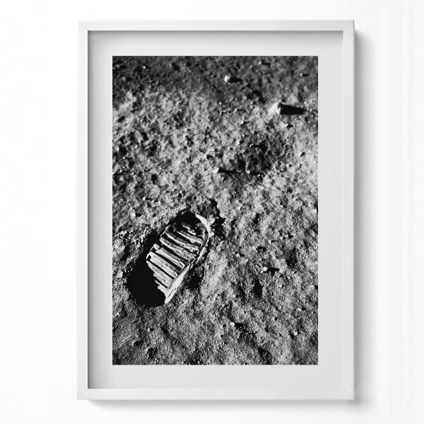 Obraz v rámu dekorativní Fotografie První krok na Měsíci od NASA