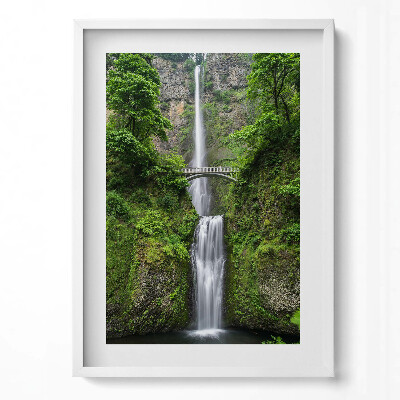 Obraz v rámu dekorativní Vysoký vodopád a mosty