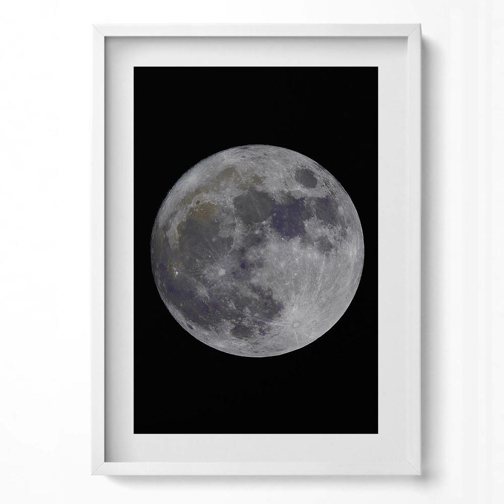 Obraz v rámu dekorativní Úplněk na černé obloze