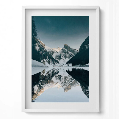 Obraz v rámu dekorativní Pohled na horské jezero v zimě
