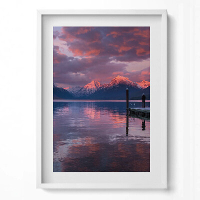 Obraz v rámu dekorativní Jezerní hory a mraky