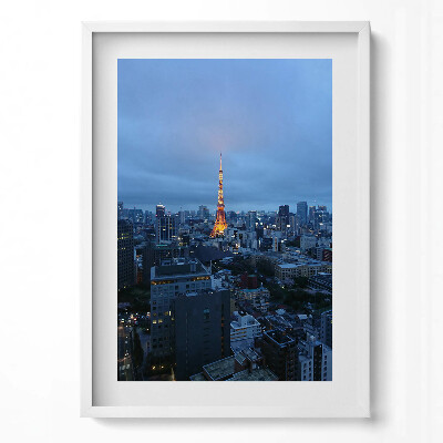 Obraz v rámu dekorativní Panorama večerního města Tokia