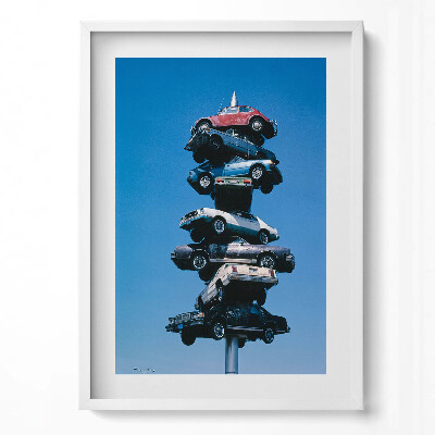 Obraz v rámu dekorativní Auta nabodnutá