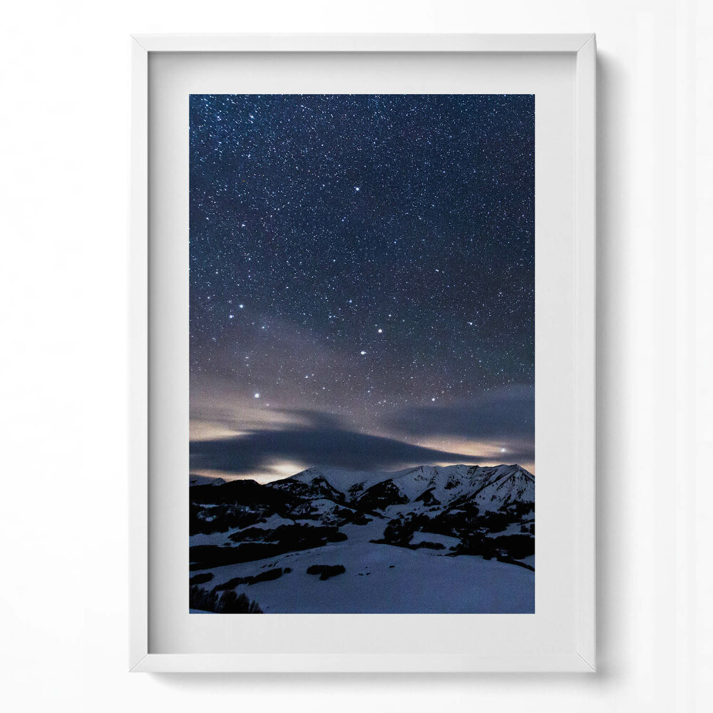 Obraz v rámu dekorativní Hvězdy na obloze v noci v horách
