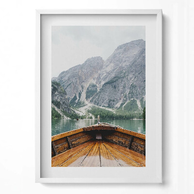 Obraz v rámu dekorativní Pohled z lodi na horské jezero