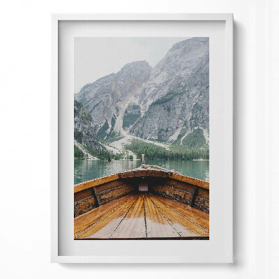 Obraz v rámu dekorativní Pohled z lodi na horské jezero