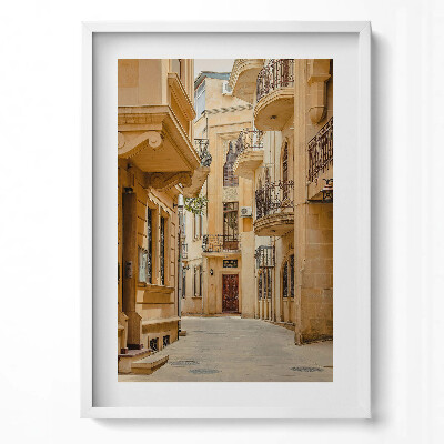 Obraz v rámu dekorativní Úzká ulice mezi budovami