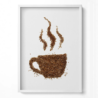 Obraz v rámu dekorativní Šálek kávy s fazolemi