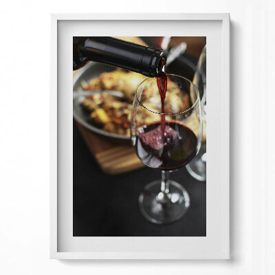 Obraz v rámu dekorativní Nalévání červeného vína do sklenice