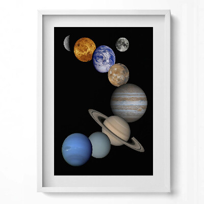 Obraz v rámu dekorativní Ilustrace planet sluneční soustavy