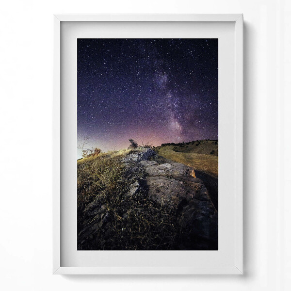 Obraz v rámu dekorativní Krajina přírody a hvězdné nebe