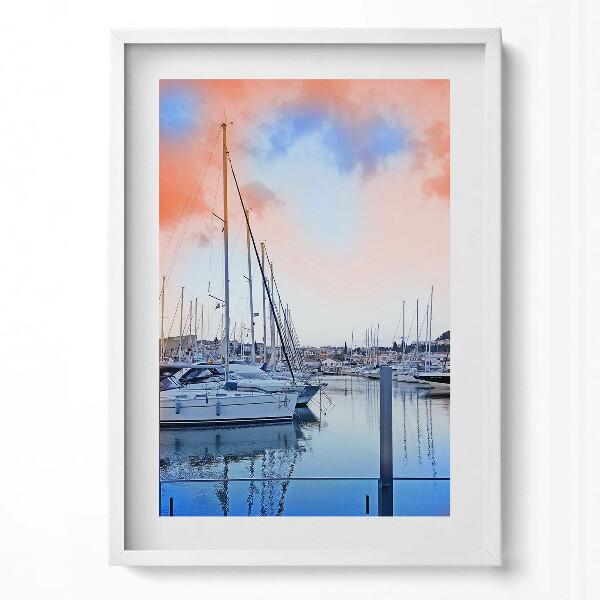 Obraz v rámu dekorativní Krajina lodí na jezeře