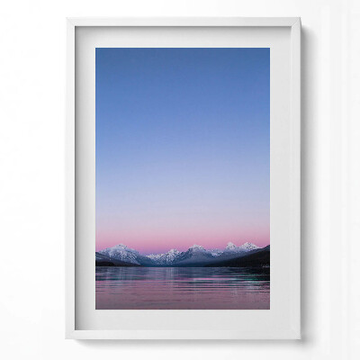Obraz v rámu dekorativní Krajina hor a jezera, minimalismus