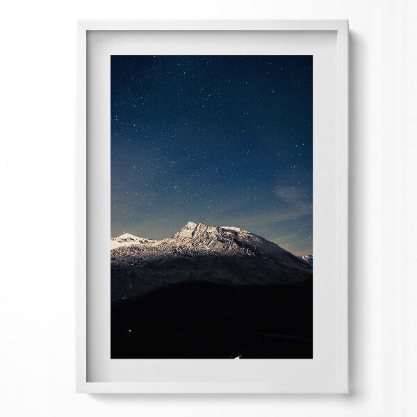 Obraz v rámu dekorativní Horská krajina proti hvězdné obloze