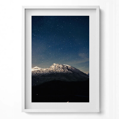 Obraz v rámu dekorativní Horská krajina proti hvězdné obloze