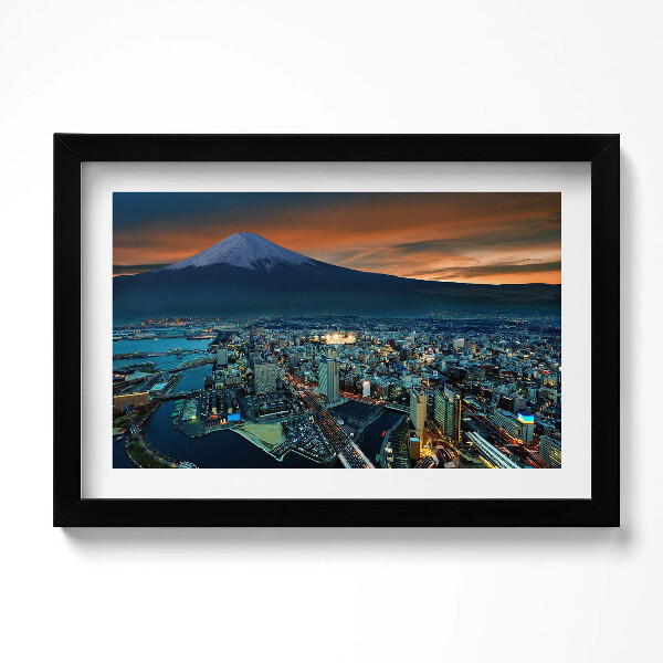 Obraz s rámem dekorativní Pohled na Tokio a horu Fudži