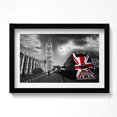 Obraz s rámem dekorativní Big Ben a autobus v Londýně
