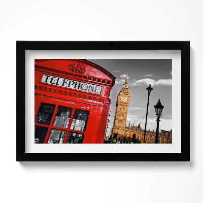 Obraz s rámem dekorativní Telefonní budka a Big Ben - Anglie