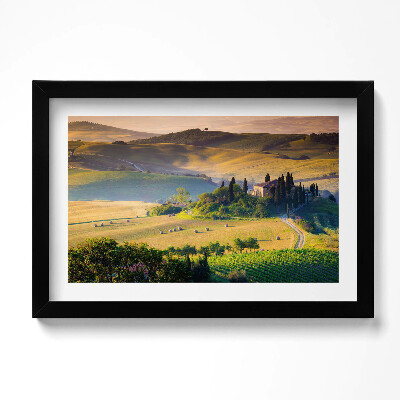 Obraz s rámem dekorativní Útulná letní krajina polí