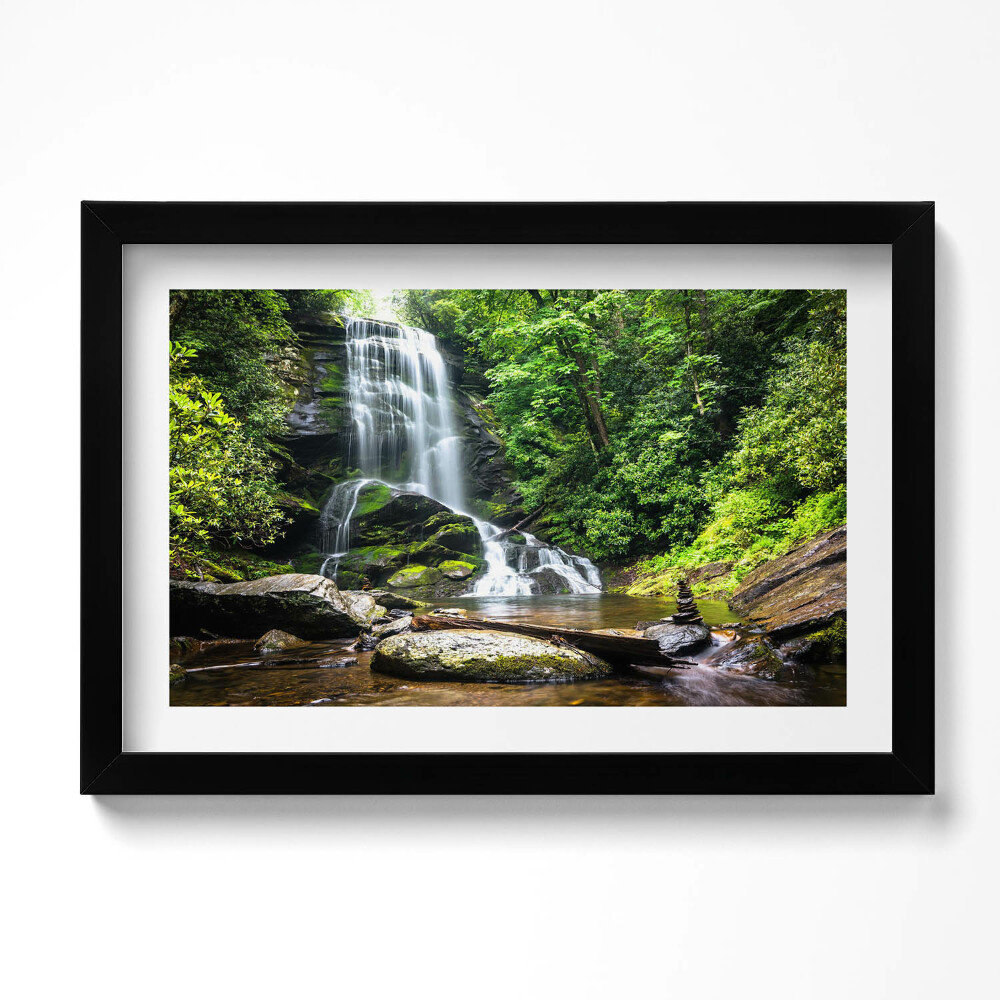 Obraz s rámem dekorativní Lesní vodopád