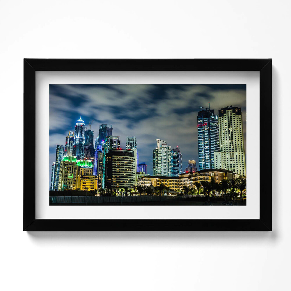 Obraz s rámem dekorativní Velké město v noci