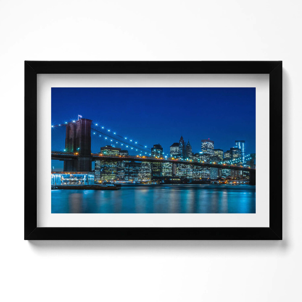Obraz s rámem dekorativní Brooklynský most večer - New York