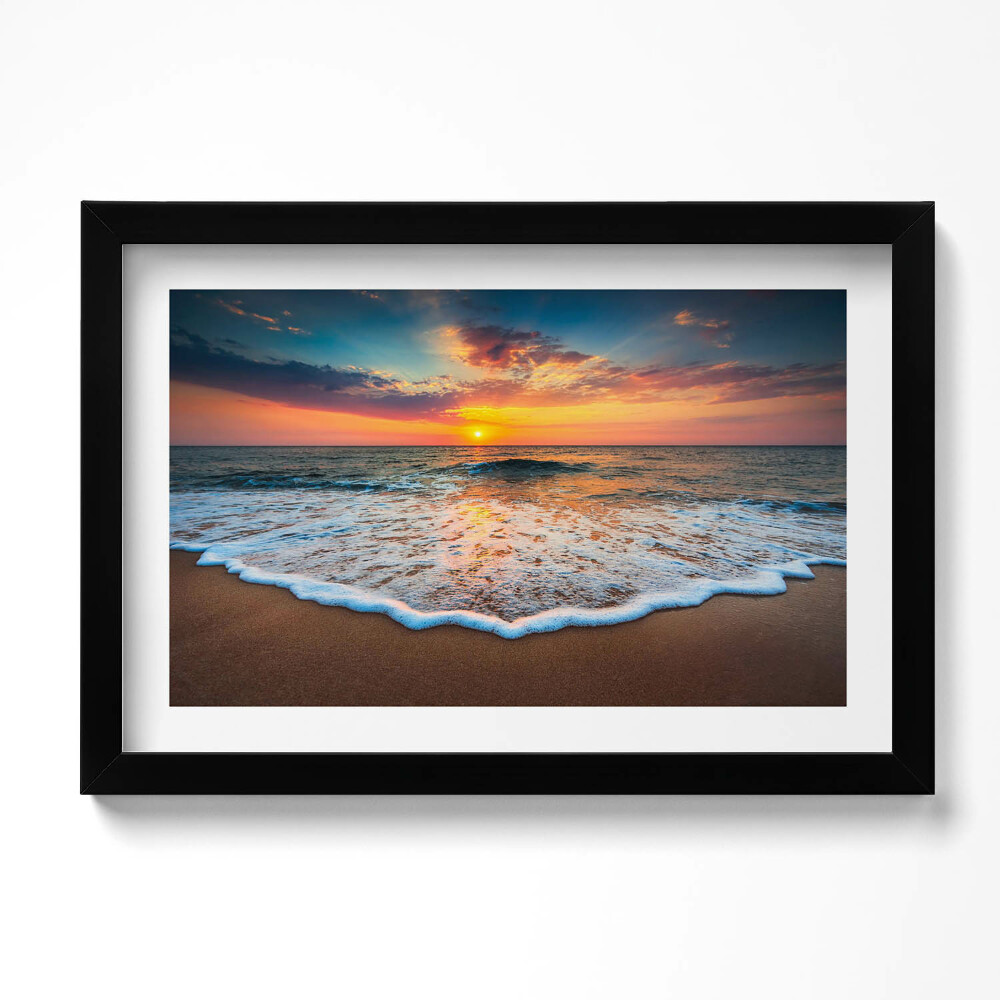 Obraz s rámem dekorativní Krajina zapadajícího slunce nad mořem