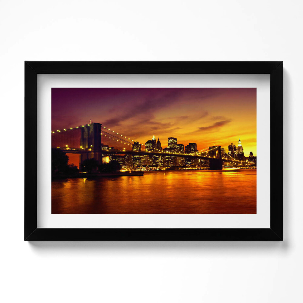 Obraz s rámem dekorativní Večerní pohled na Brooklynský most