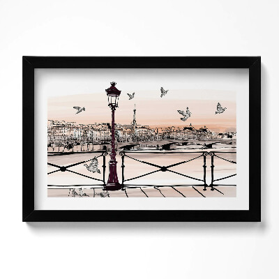 Obraz s rámem dekorativní Západ slunce nad Seinou