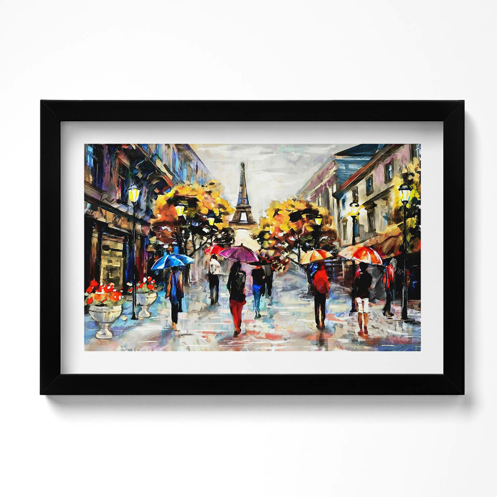 Obraz s rámem dekorativní Eiffel Streets Nova - malovaný podzim