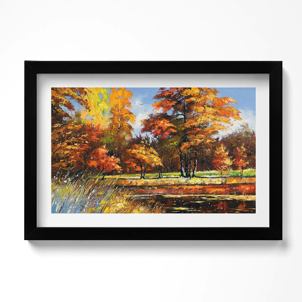 Obraz s rámem dekorativní Malovaný podzim a řeka