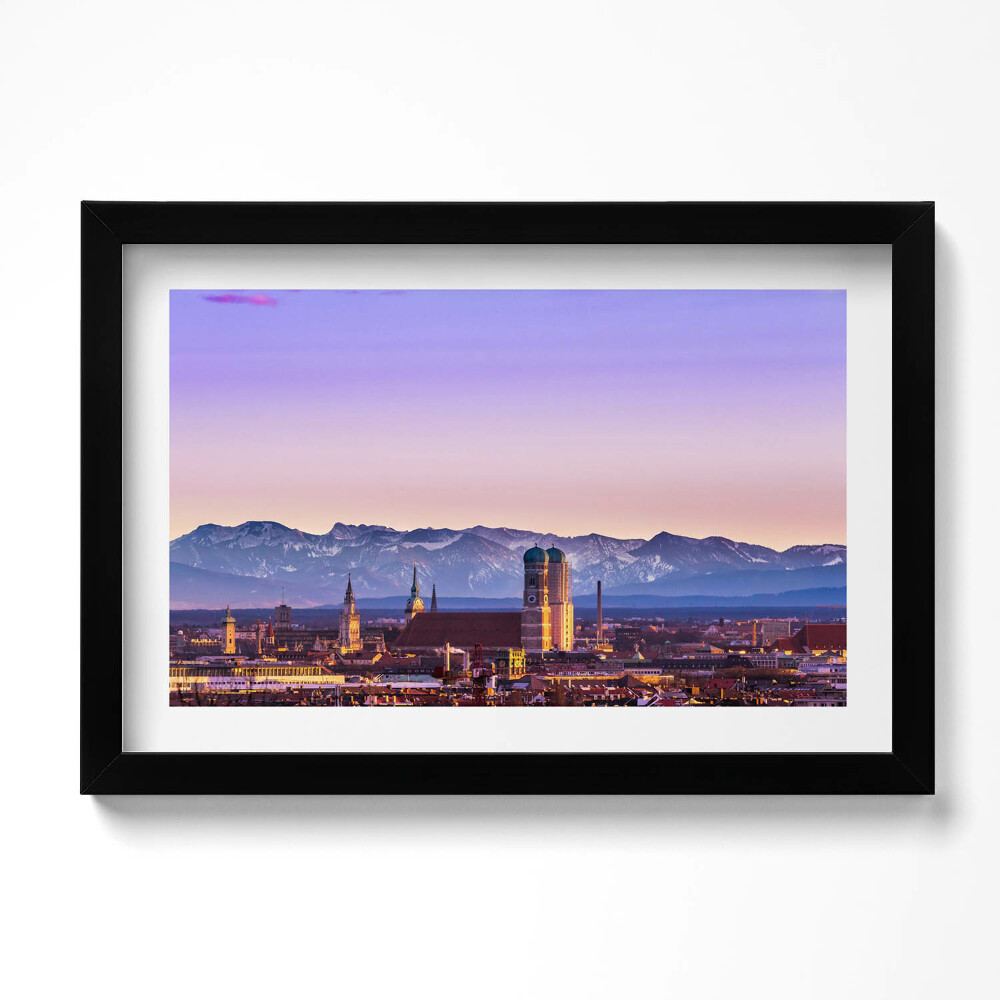 Obraz s rámem dekorativní Německé Alpy v Mnichově
