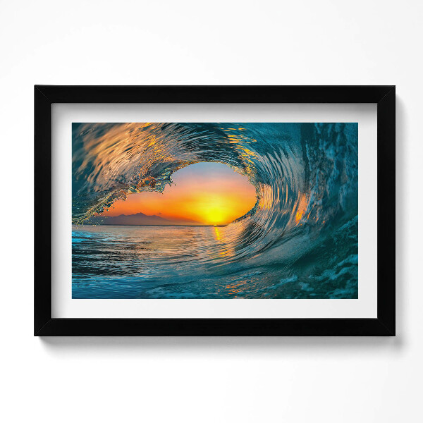 Obraz s rámem dekorativní Vodní vlna při západu slunce