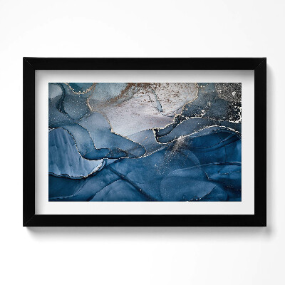 Obraz s rámem dekorativní Modrá abstrakce se zlatem