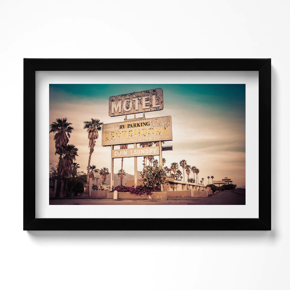 Obraz s rámem dekorativní USA silniční znamení motelu