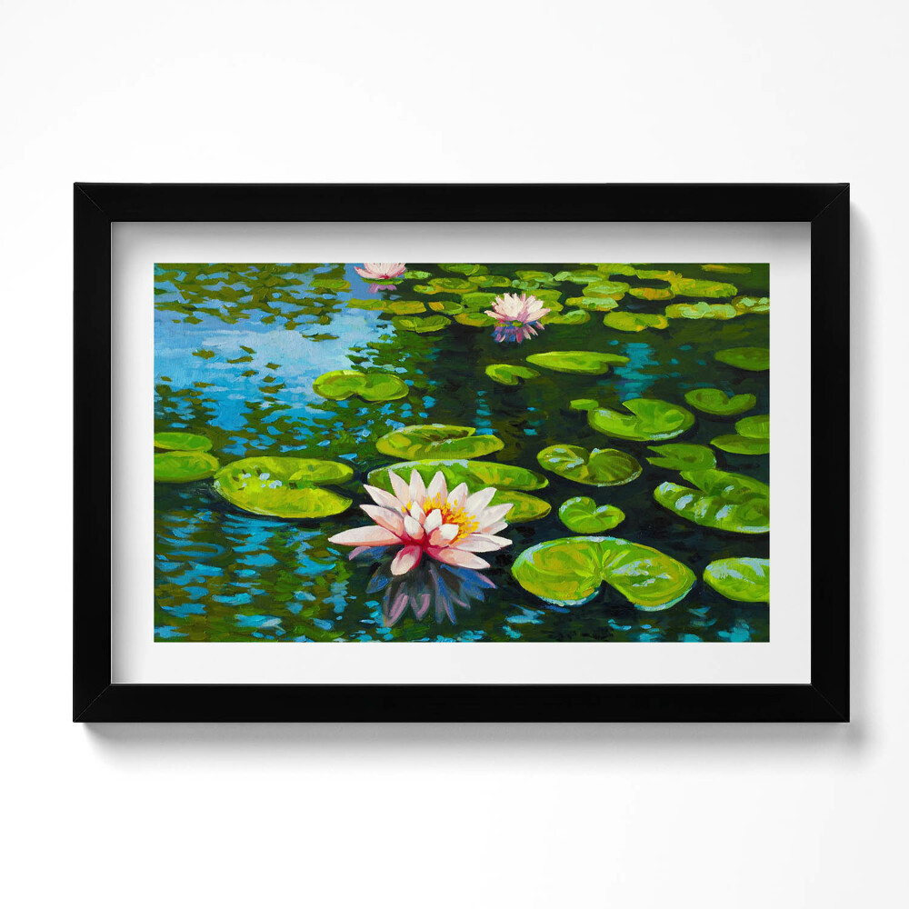 Obraz s rámem dekorativní Malování leknínů