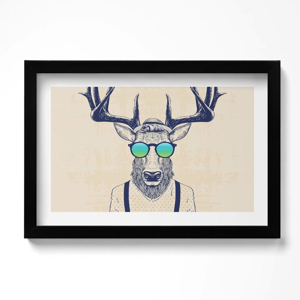 Obraz s rámem dekorativní Abstraktní jelen s lidskými rysy