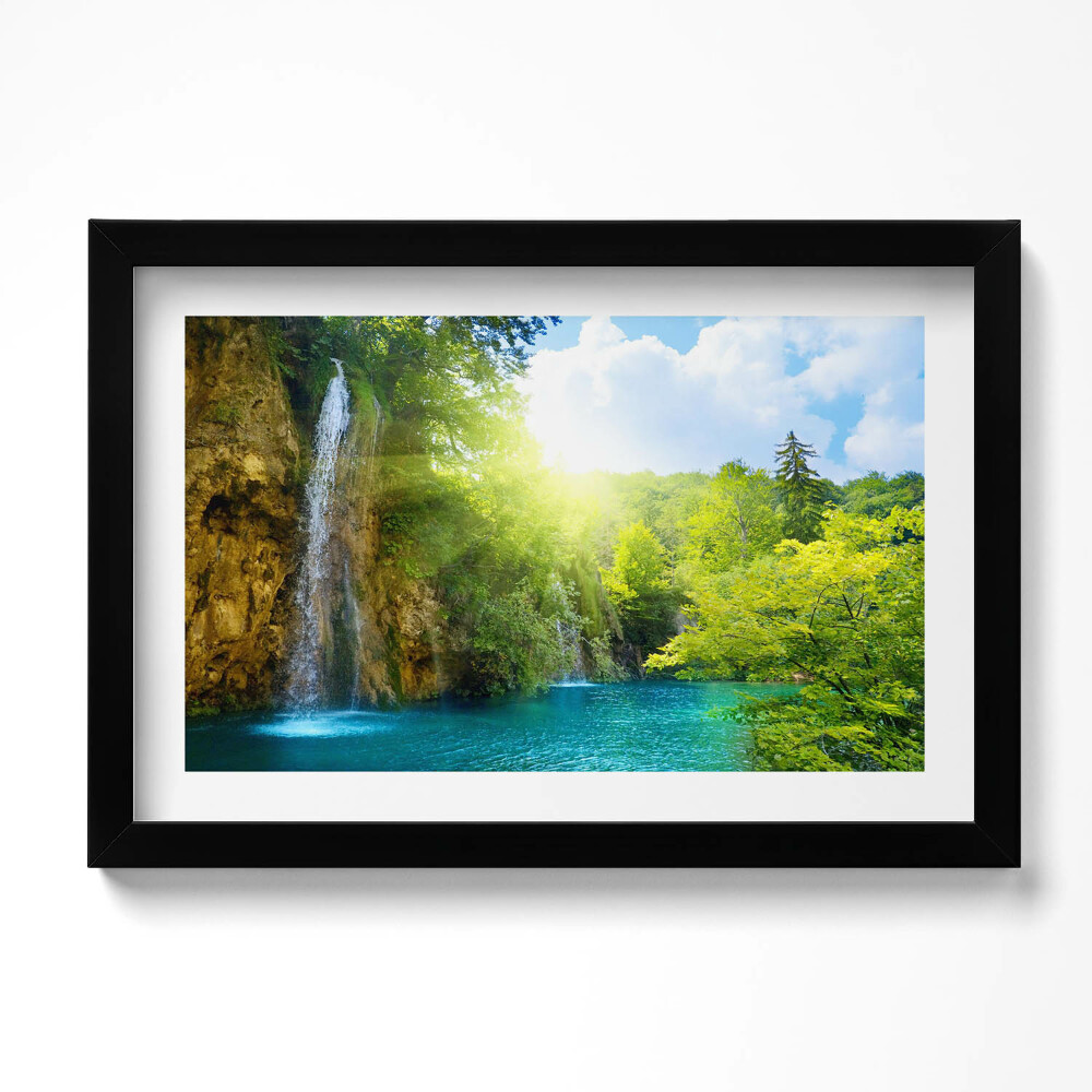 Obraz s rámem dekorativní Krajina modré laguny