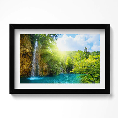 Obraz s rámem dekorativní Krajina modré laguny