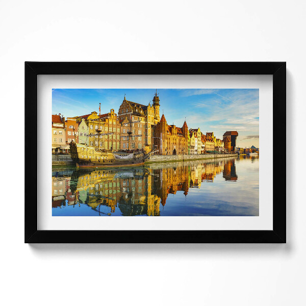 Obraz s rámem dekorativní Gdaňsk Motława