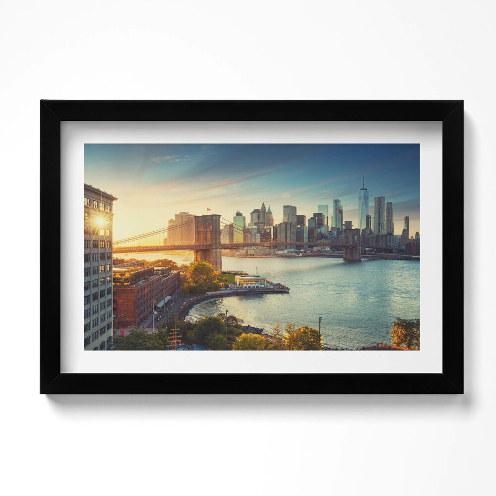 Obraz s rámem dekorativní New York Manhattan Brooklyn Bridge