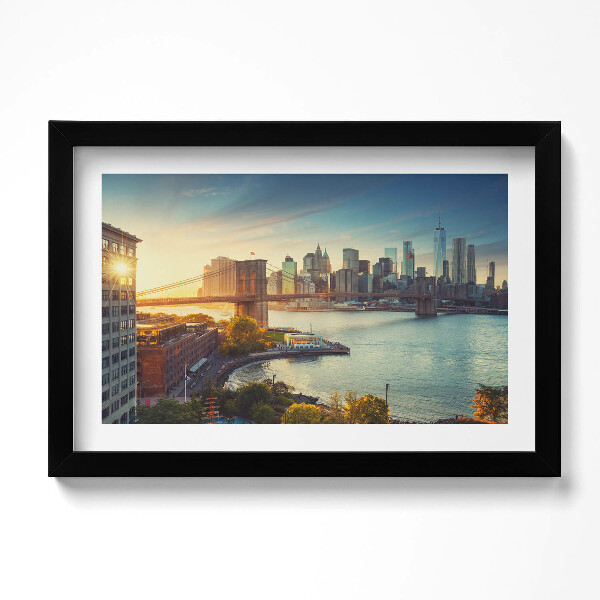 Obraz s rámem dekorativní New York Manhattan Brooklyn Bridge